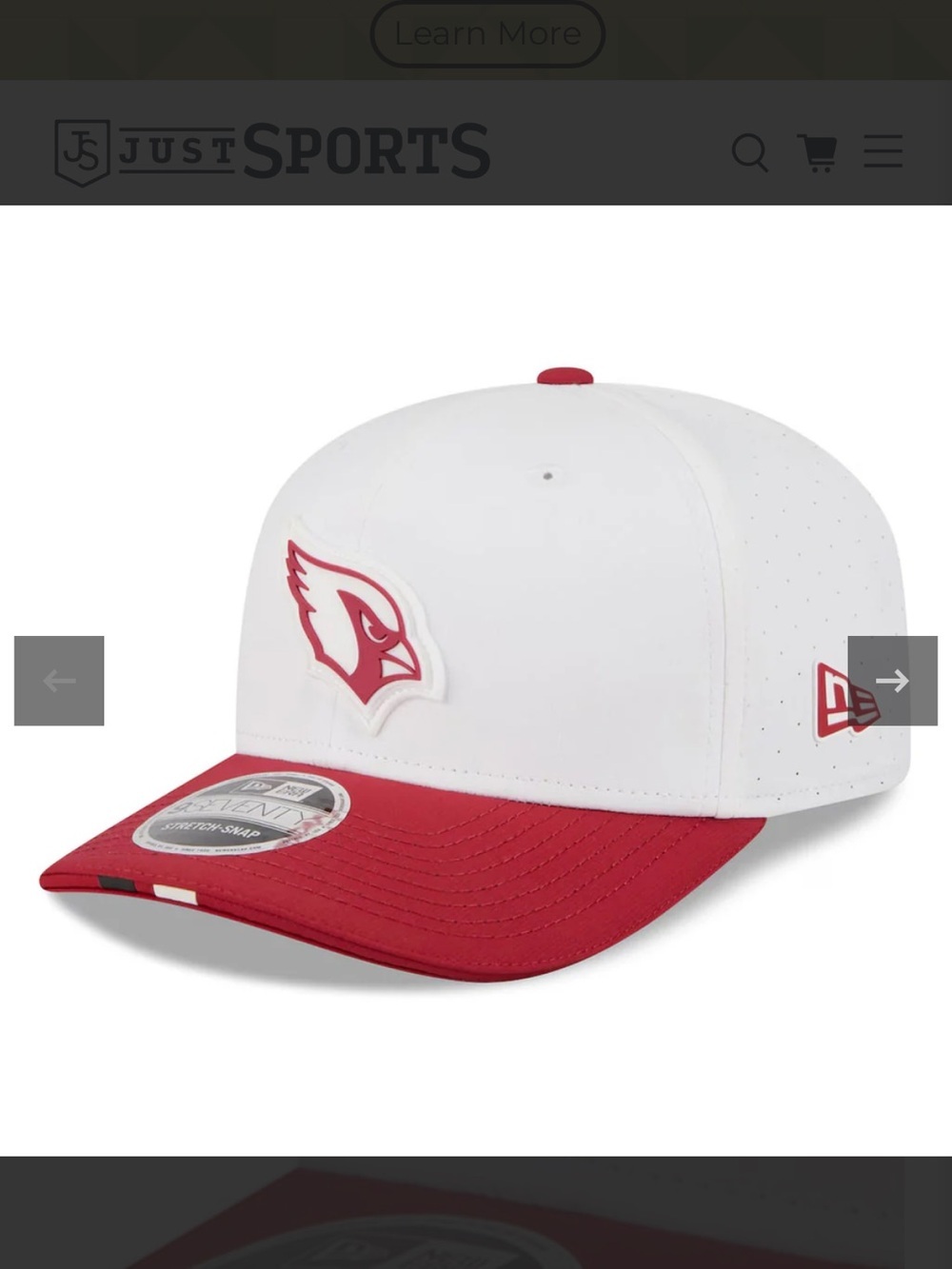 New Era White and Red Arizona Cardinals 2025 Training Stretch Snapback Hat